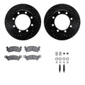 R1 Concepts Black Drilled Slotted Rotors with 5000 Oep Brake Pads Hdw Fits GMC K25/K2500