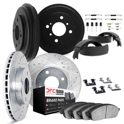 DFC 01-01 Hyundai Elantra Front & Rear Drill/Slot Silver Rotors 5000 Adv Pads w/Drums/Shoes/Hardware