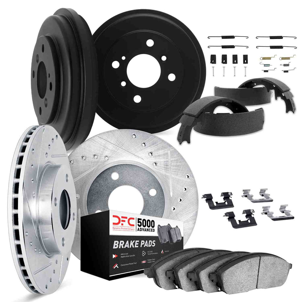 DFC 01-01 Hyundai Elantra Front & Rear Drill/Slot Silver Rotors 5000 Adv Pads w/Drums/Shoes/Hardware
