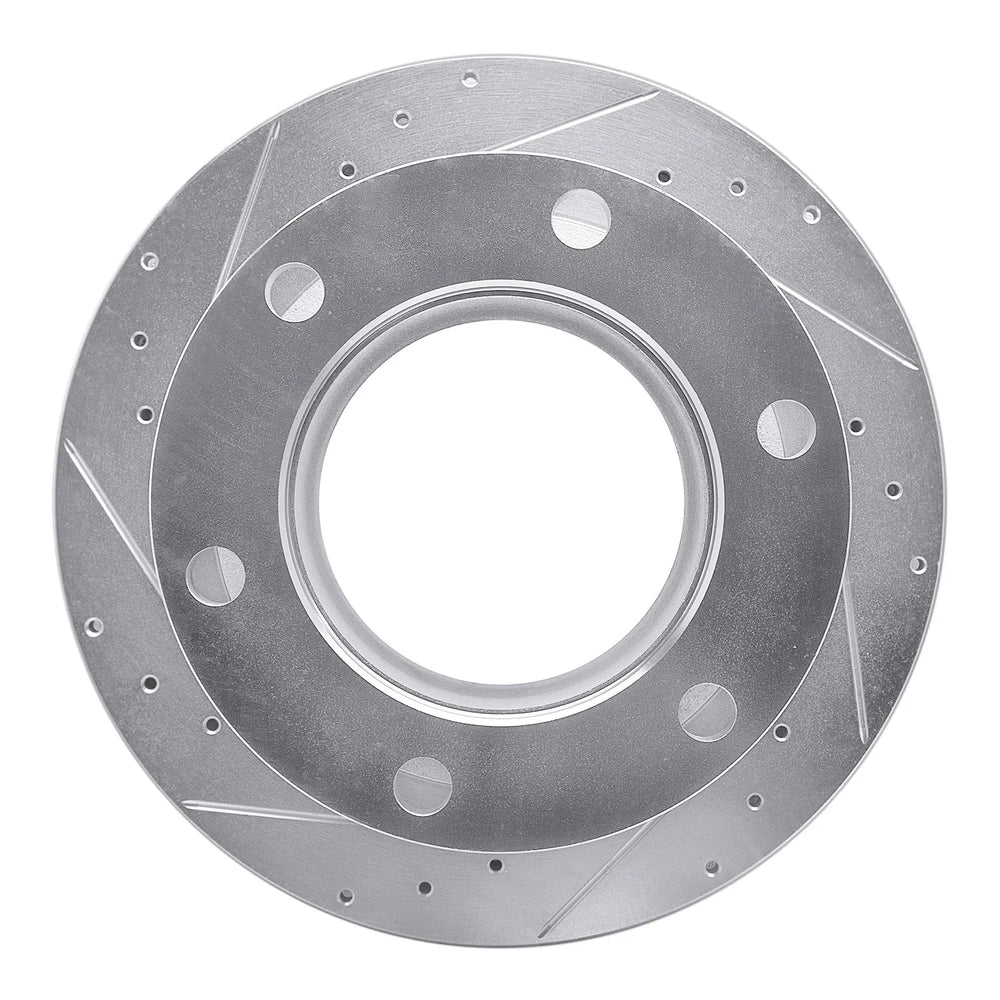 DFC 83-99 Ford LN600 Short Conventional (w/Front Disc) Front Left Drill/Slot Silver Brake Rotor