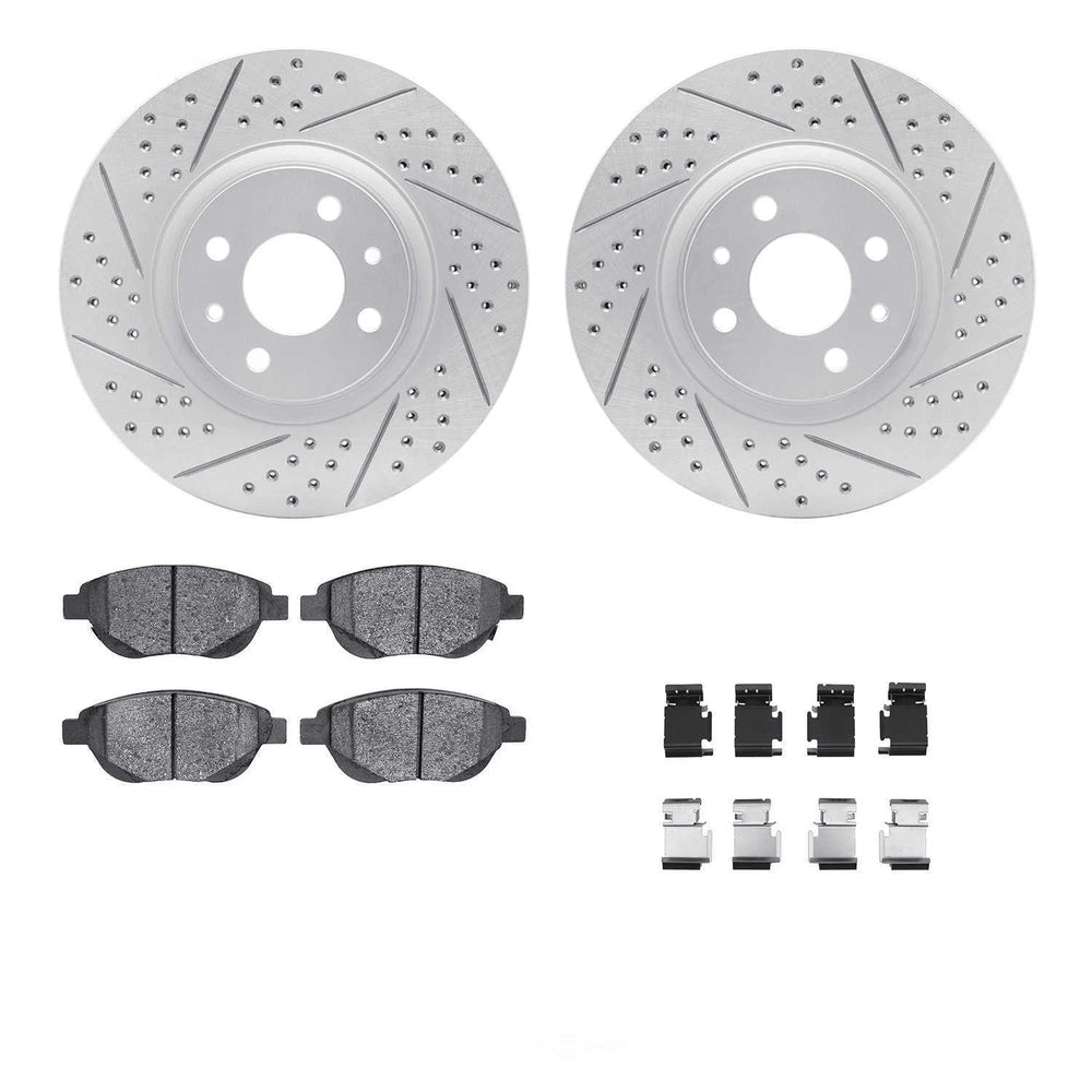 R1 12-19 Fiat 500 Front Drill/Slot Carbon Coated Rotor Set w/Optimum Pads