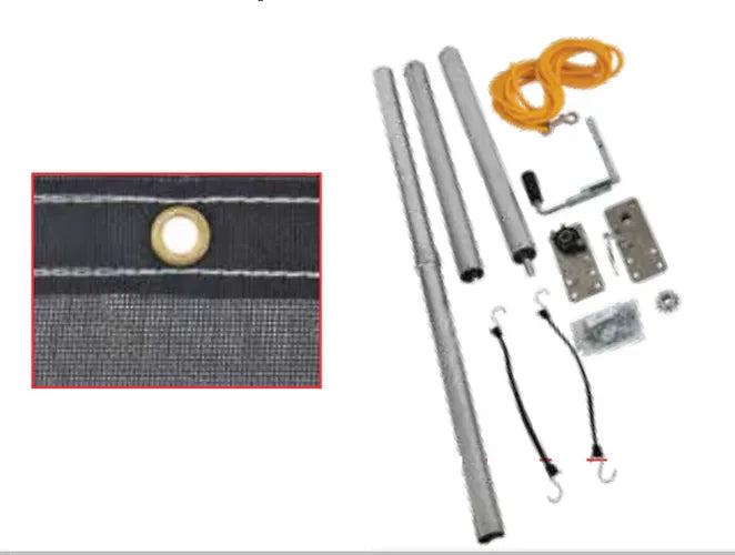 DUMP TARP KIT (ROUND AXLE) MESH TARP 7 X 18 FOOT