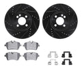 R1 Concepts Black Drilled Slotted Rotors with 5000 Oep Brake Pads Hdw Fits Hyundai Tucson