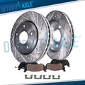 R1 Concepts Black Drilled Slotted Rotors with 5000 Oep Brake Pads Hdw Fits Hyundai Tucson