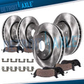 R1 Concepts Black Drilled Slotted Rotors with 5000 Oep Brake Pads Hdw Fits Hyundai Tucson