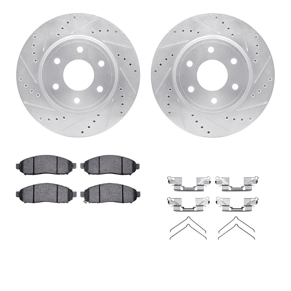 R1 E- Line Series Brake Rotor - D/S - Silver w/ Ceramic Pads Hdw Fits Nissan Frontier