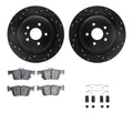 R1 13-20 Ford FusIon Rear Drilled & Slotted Black Brake Rotor Set w/Optimum OE Pads and Hardware