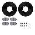 R1 Concepts Black Drilled Slotted Rotors with 5000 Oep Brake Pads Hdw Fits Suzuki Sidekick