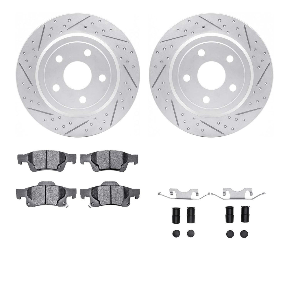 DFC 11-22 Dodge Durango Rear Drilled & Slotted Geoperformance Rotors 5000 Advanced Pads w/Hardware