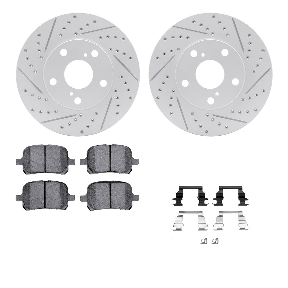 DFC 97-04 Lexus ES300 Front Drilled & Slotted Geoperformance Rotors 5000 Advanced Pads w/Hardware