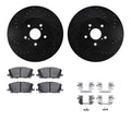 R1 Concepts Black Drilled Slotted Rotors with 5000 Oep Brake Pads Hdw Fits Lexus RX330