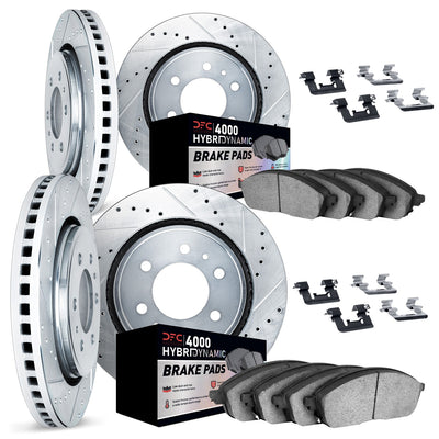 DFC 05-25 Nissan Xterra Front & Rear Drill/Slot Silver Rotors 4000 HybriDynamic Pads w/Hardware