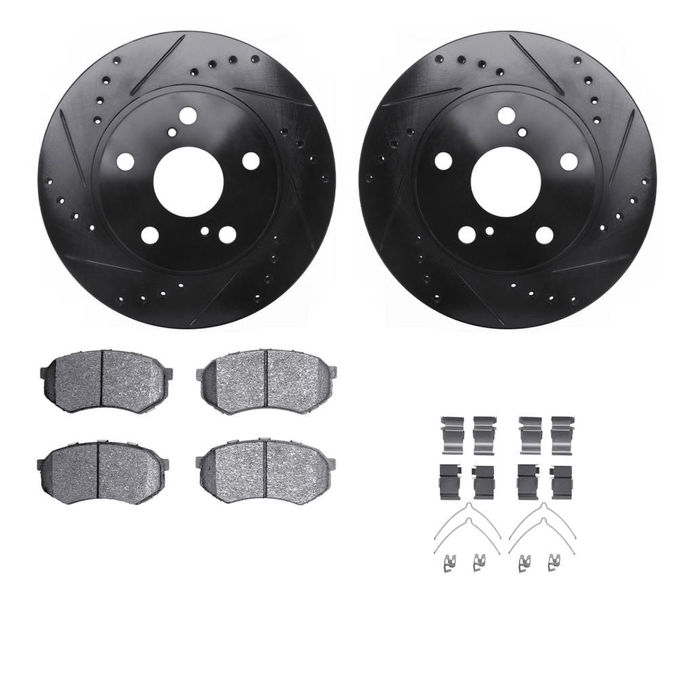 R1 E- Line Series Brake Rotor - D/S - Black w/ Ceramic Pads Hdw Fits Toyota Cressida