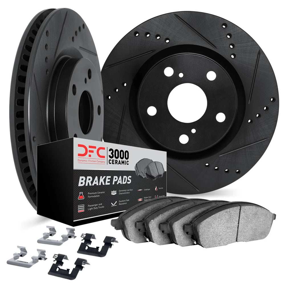 R1 Concepts Black Slotted Rotors with 5000 Oep Brake Pads Hdw Fits Mazda B2200