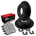 R1 Concepts Black Drilled Slotted Rotors with 5000 Oep Brake Pads Hdw Fits Chevrolet LUV