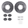 R1 Concepts Silver Drilled Slotted Rotors with 5000 Oep Brake Pads Hdw Fits Land Rover