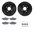 R1 E- Line Series Brake Rotor - D/S - Black w/ Ceramic Pads Hdw Fits Ford Contour