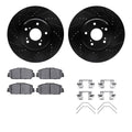 R1 16-22 Acura ILX Front Drilled & Slotted Black Brake Rotor Set w/Ceramic Pads and Hardware