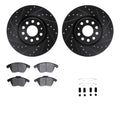 R1 05-17 Audi TT Front Drilled & Slotted Black Brake Rotor Set w/Ceramic Pads and Hardware
