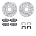 R1 14-18 Kia Forte Koup Front Drill/Slot Carbon Coated Rotor Set w/Optimum Pads