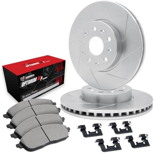 R1 Concepts Brake Rotors - Slotted - Silver w/ 5000 Oep Pads Hdw Fits Acura RDX