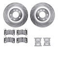 R1 Concepts Silver Drilled Slotted Rotors with 5000 Oep Brake Pads Hdw Fits Porsche Cayenne