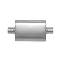 Gibson CFT Superflow Center/Center Oval Muffler - 4x9x18in/2.5in Inlet/2.5in Outlet - Stainless