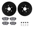 R1 Concepts Black Drilled Slotted Rotors with 5000 Oep Brake Pads Hdw Fits Toyota RAV4