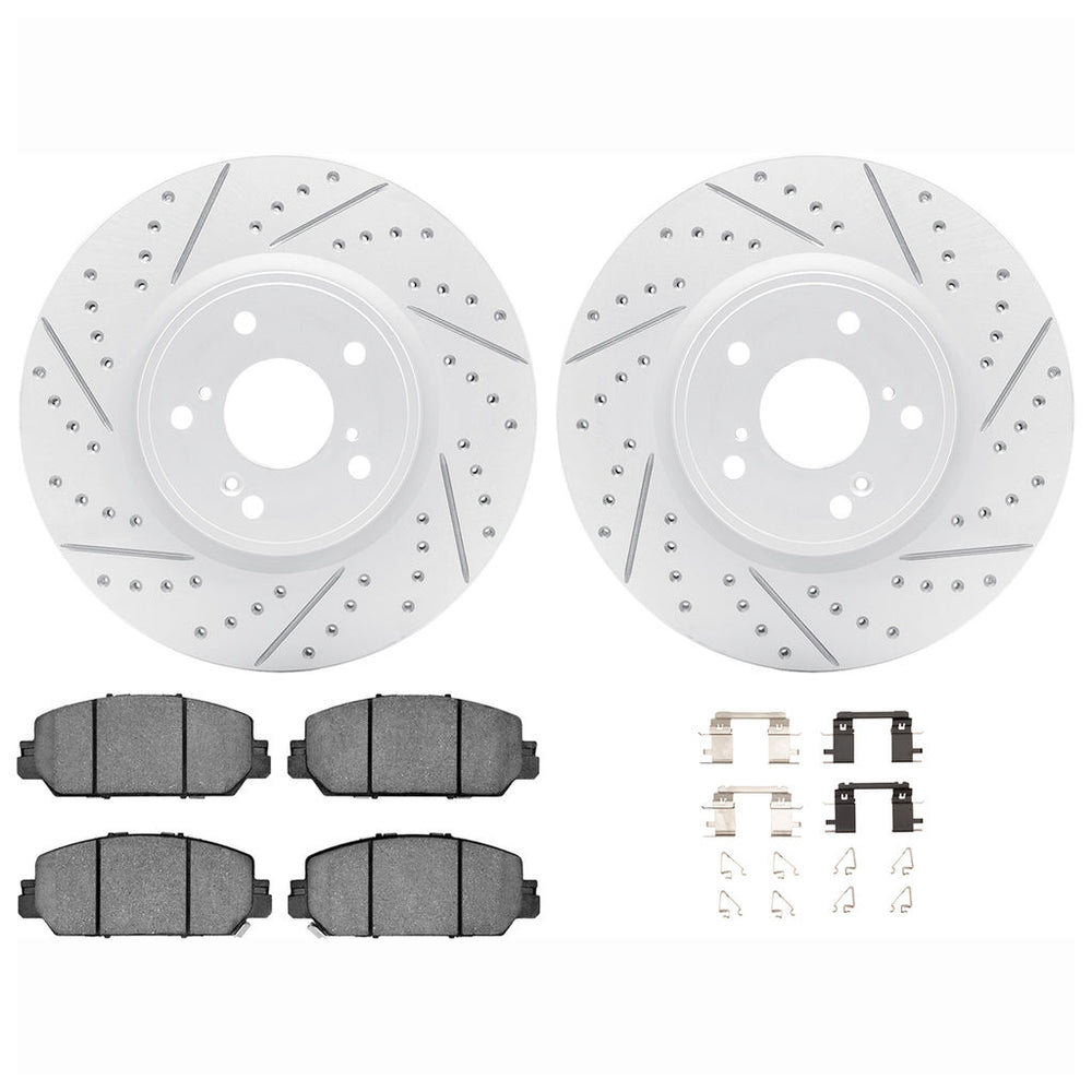 DFC 17-19 Honda CR-V Front Drilled & Slotted Geoperformance Rotors 5000 Advanced Pads w/Hardware