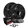 R1 eLINE Series Brake Rotors - D/S - Black - Perf Off-Road/Tow Pads - Hdw Fits Jeep Commander