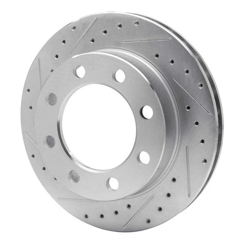 R1 89-93 Dodge D350 Front Drilled & Slotted Silver Brake Rotor Set w/Optimum OE Pads and Hardware