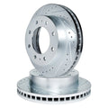 R1 01-25 Chevrolet Avalanche 2500 Front Drilled & Slotted Silver Brake Rotor Set