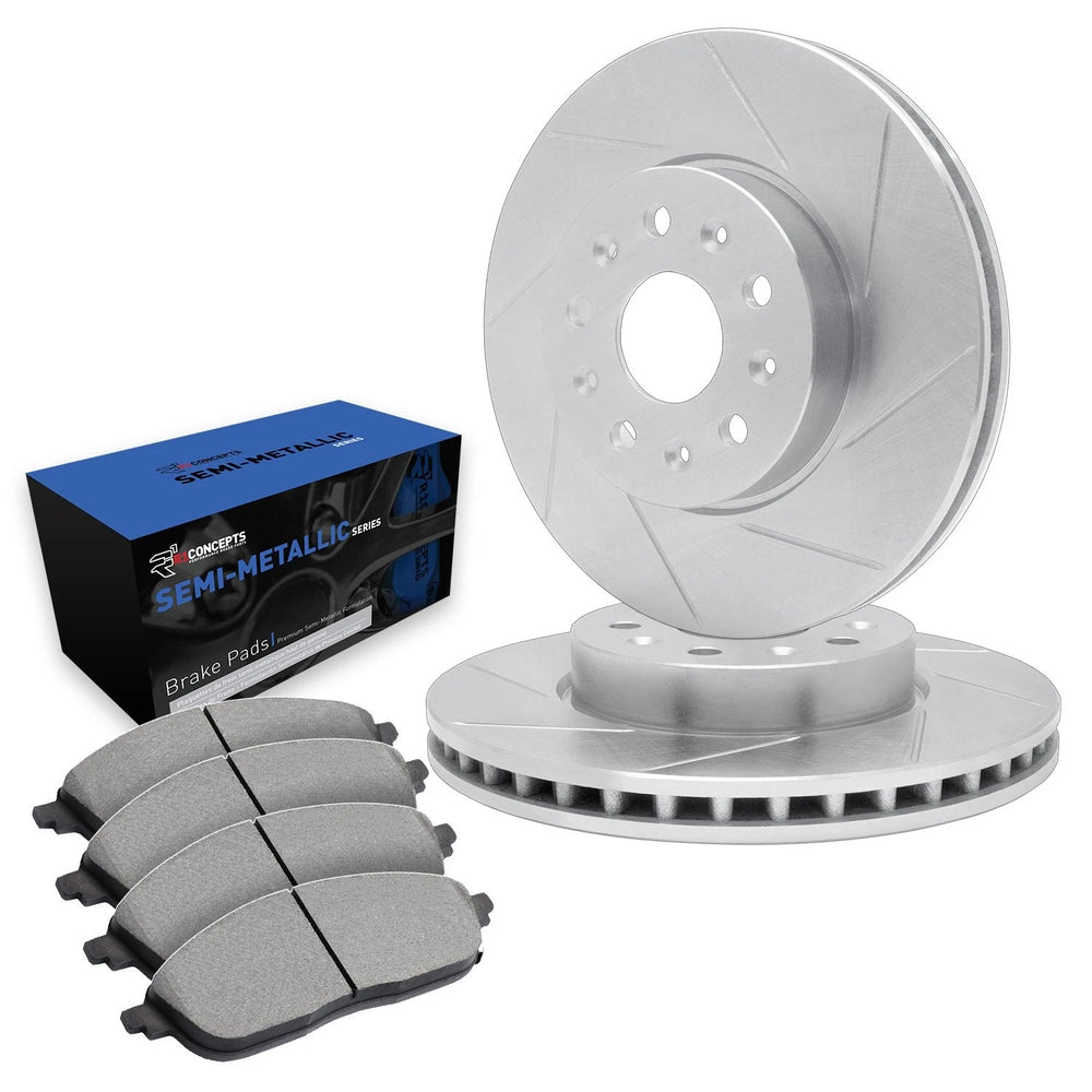 R1 Concepts Brake Rotor- Slotted - Silver with Semi-Met Pads Fits Buick Century