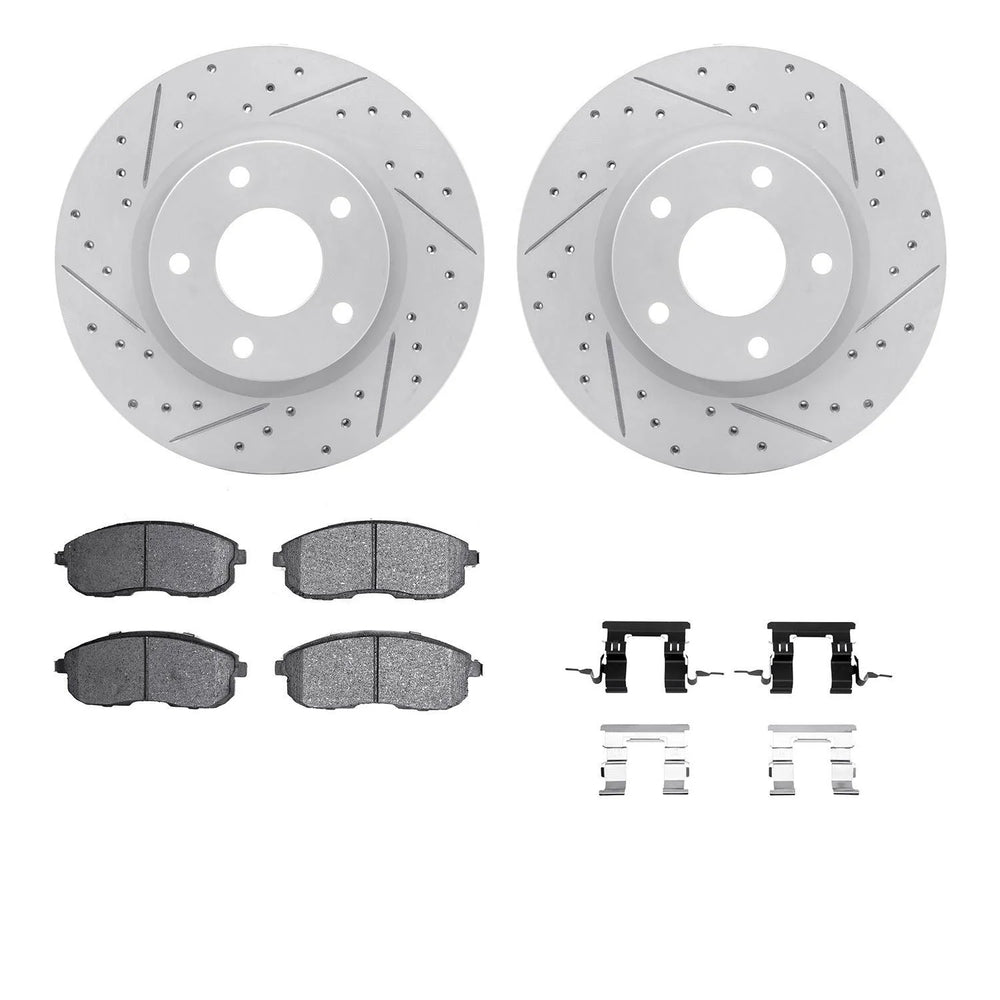 DFC 13-19 Nissan Sentra Front Drilled & Slotted Geoperformance Rotors 5000 Advanced Pads w/Hardware