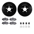 R1 Concepts Black Drilled Slotted Rotors with 5000 Oep Brake Pads Hdw Fits Dodge Nitro