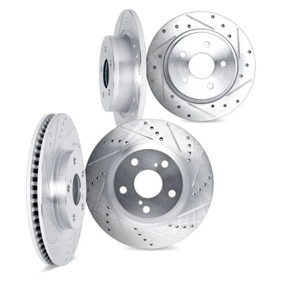 DFC 13-24 Mitsubishi ASX Front & Rear Drilled & Slotted Silver Rotors
