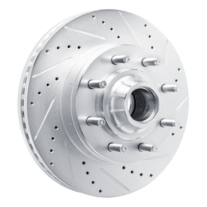 R1 Concepts Brake Rotor Drilled and Slotted Silver Fits Ford E-150