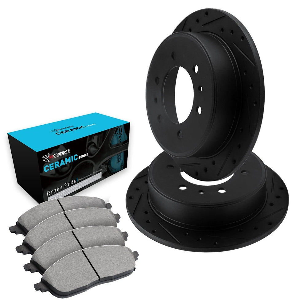 R1 E- Line Series Brake Rotor - D/S - Black w/ Ceramic Pads