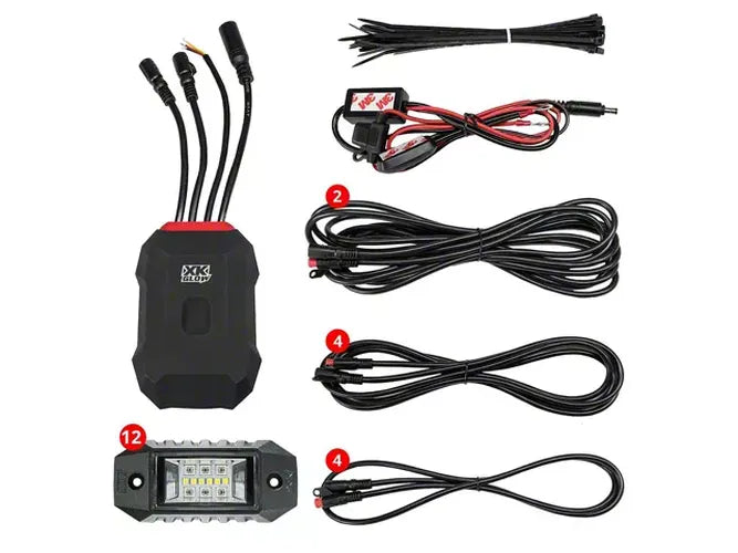 XK Glow RGBW Addressable LED Rock Light Kits Standard XKalpha App Controlled