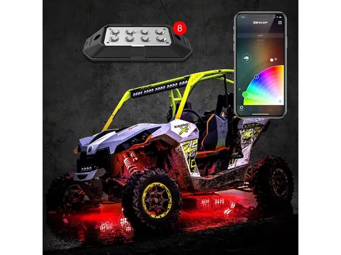 XK Glow Rock Light Advanced Kit w/ Dual-Mode Dash Mount Controller 8pc 6W LED