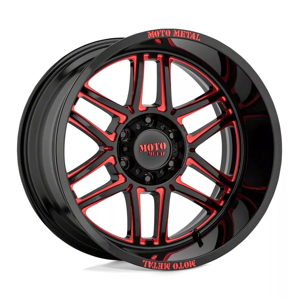 FOLSOM 20x10 5x127.00 GLOSS BLACK MILLED W/ RED TINT (18 mm)