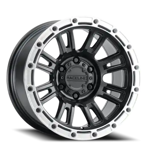 Raceline Wheels COMPASS SATIN BLACK W SILVER RING 17X8 5X110 30