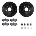 R1 eLINE Series Brake Rotors - D/S - Black - Perf Off-Road/Tow Pads - Hdw Fits Chrysler Town