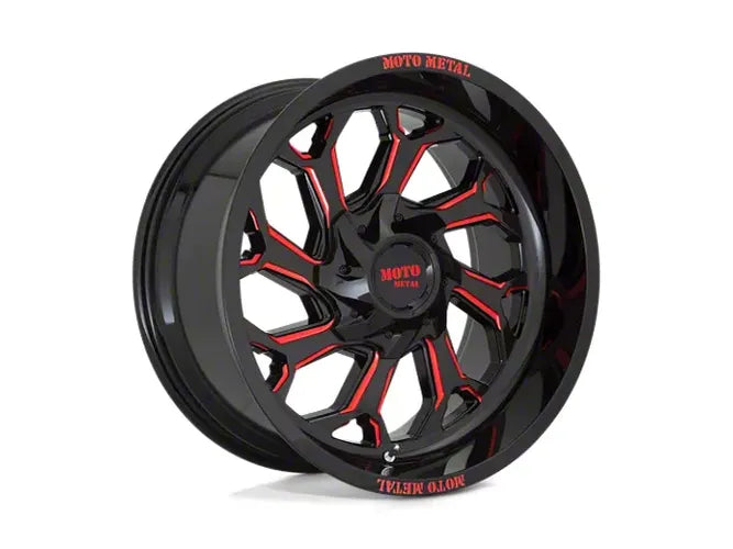 MO999 20x10 8x165.10 GLOSS BLACK MILLED W/ RED TINT (18 mm)