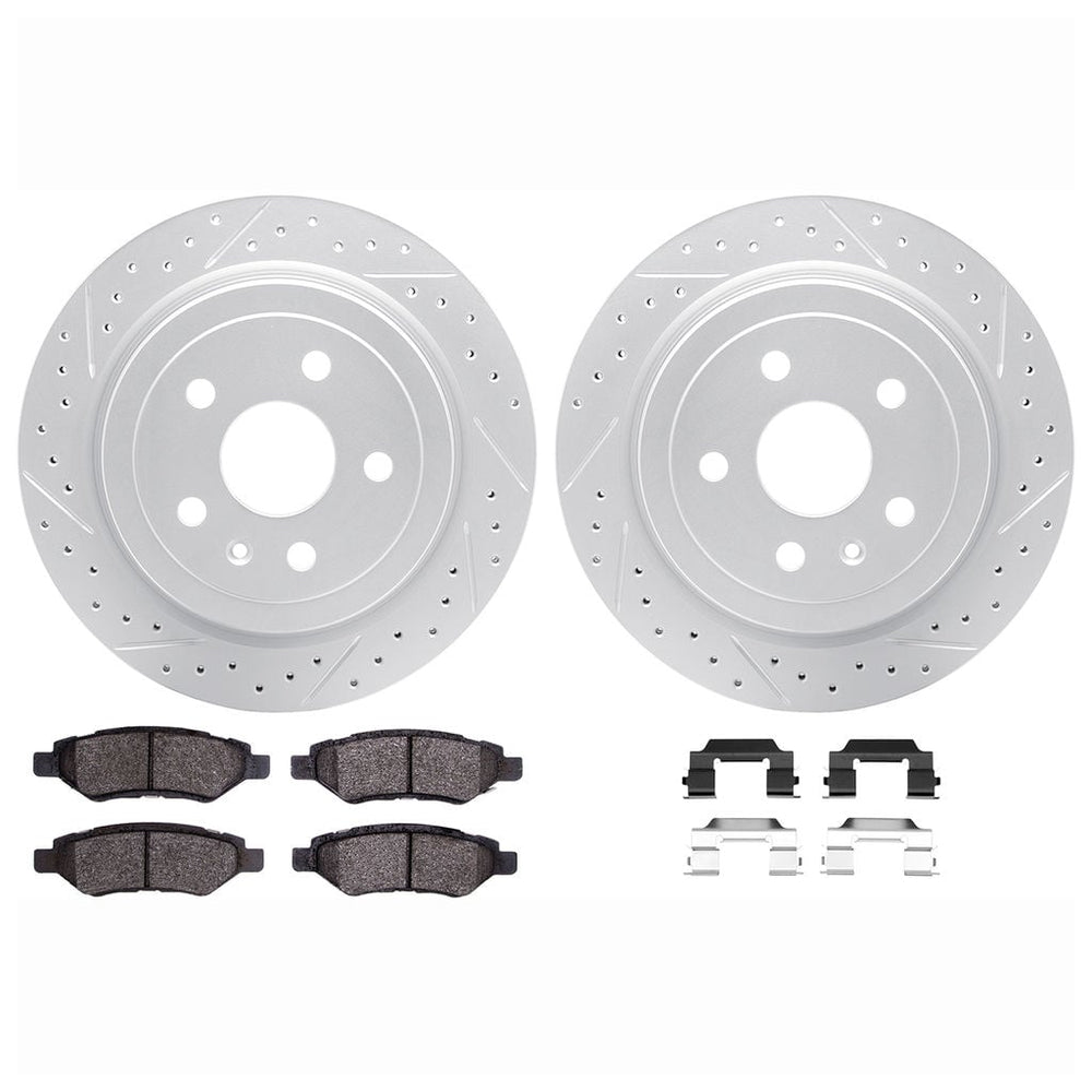 DFC 08-15 Cadillac CTS Rear Drilled & Slotted Geoperformance Rotors 5000 Advanced Pads w/Hardware