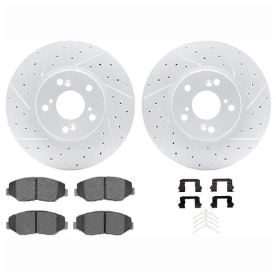 DFC 03-08 Honda Pilot Front Drilled & Slotted Geoperformance Rotors 5000 Advanced Pads w/Hardware