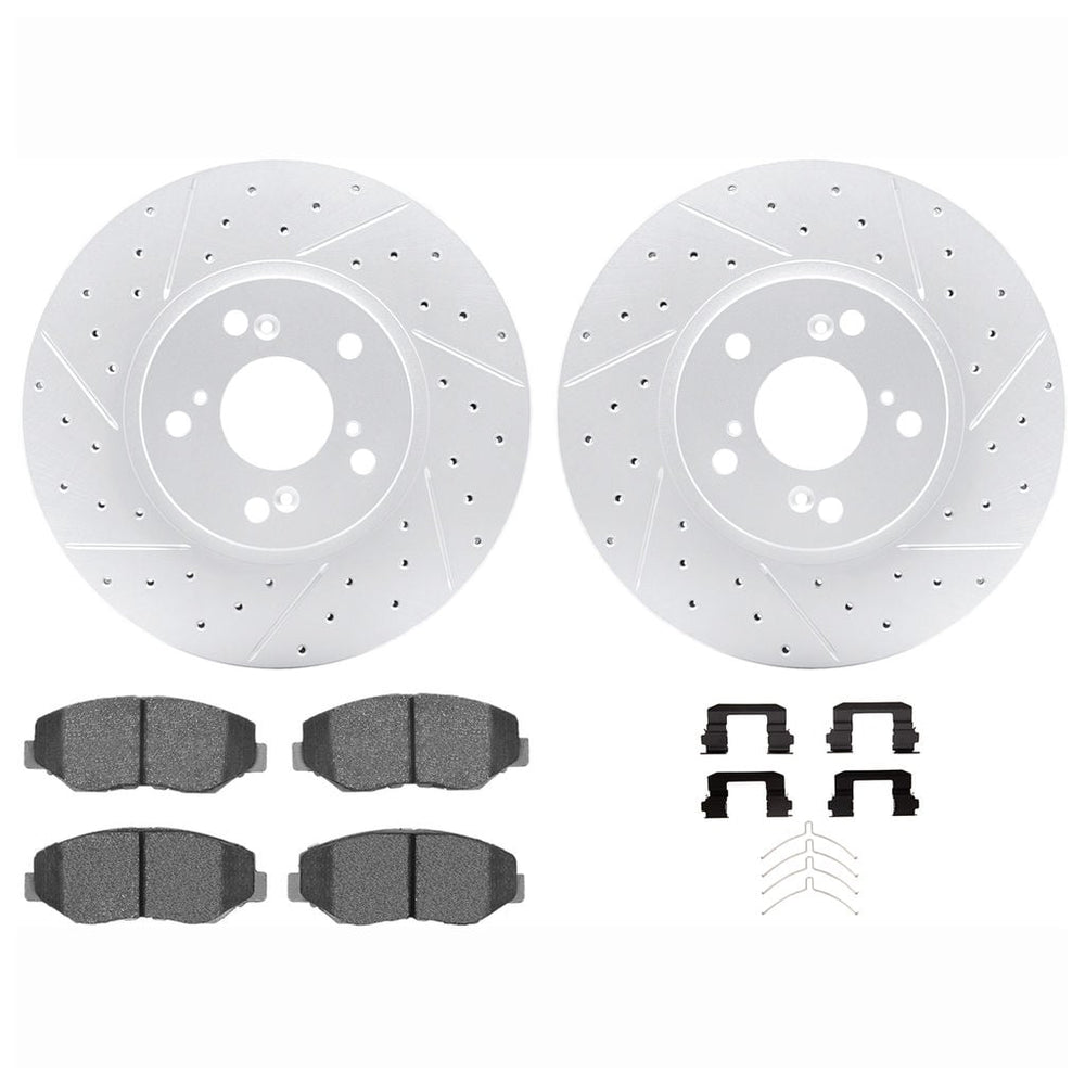 DFC 03-08 Honda Pilot Front Drilled & Slotted Geoperformance Rotors 5000 Advanced Pads w/Hardware