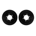 R1 10-24 Lexus GX460 Front Drilled & Slotted Black Brake Rotor Set