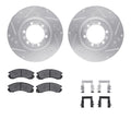 R1 Concepts Silver Drilled Slotted Rotors with 5000 Oep Brake Pads Hdw Fits Mitsubishi Montero