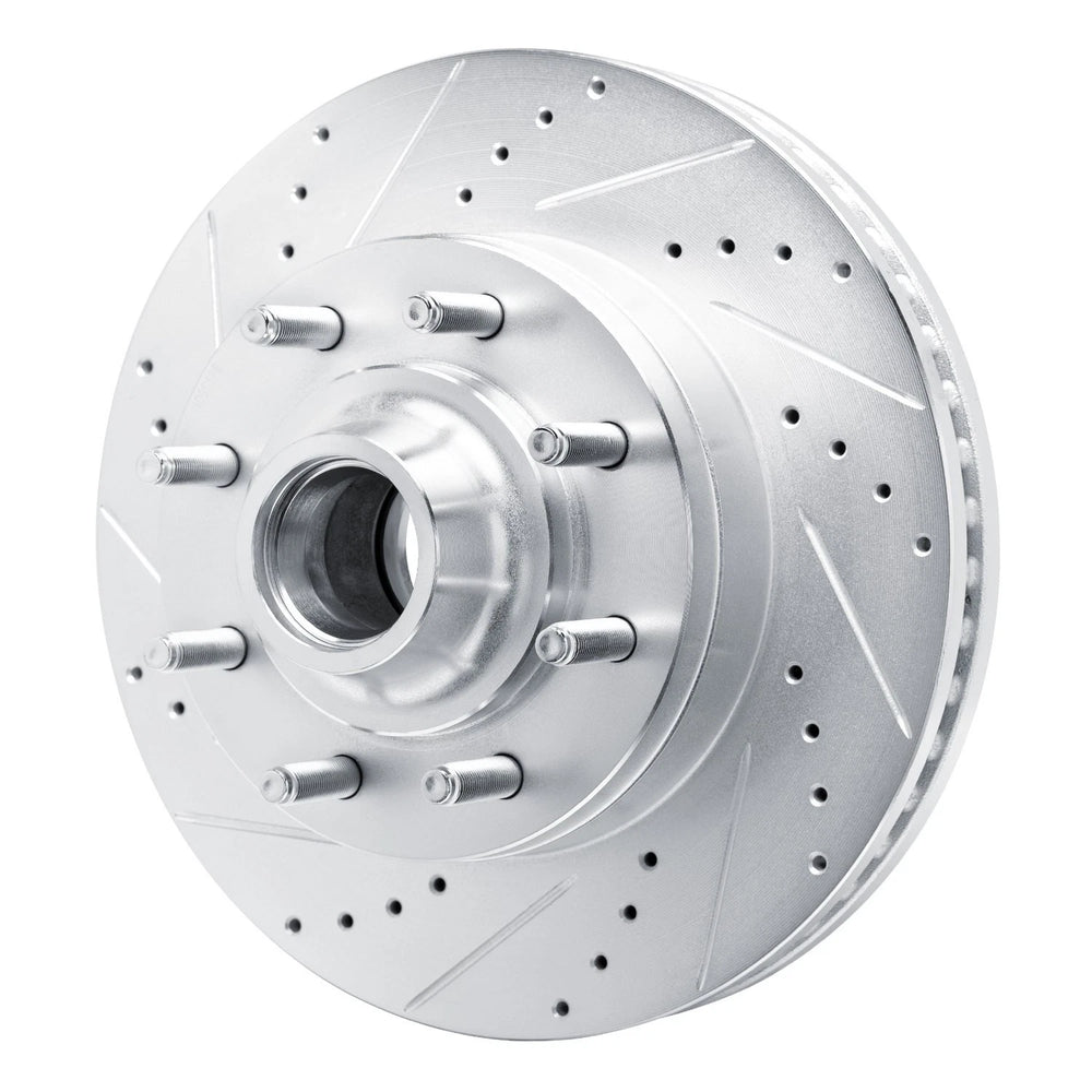 R1 Concepts Brake Rotor Drilled and Slotted Silver Fits Ford E-150
